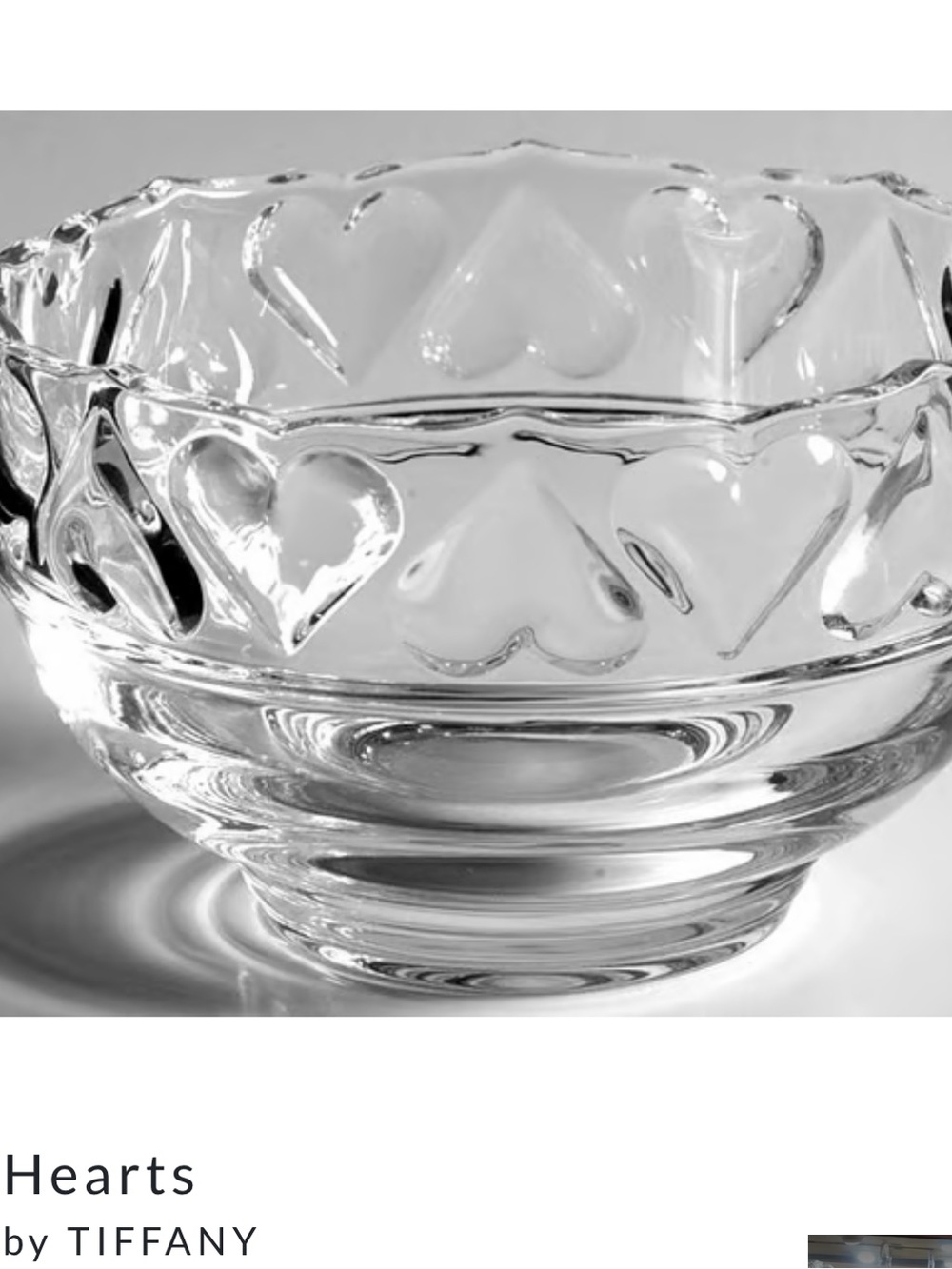 Tiffany & Co. Clear Small Hearts Glass Serving Bowl